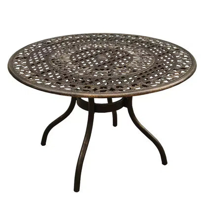 Set da Pranzo da Giardino 5 pezzi, Tavolo Rotondo in Alluminio con Rete Tradizionale da 48", Finitura Bronzo Resistente ai Raggi UV - Oakland Living: Posti a Sedere da Esterno per Quattro