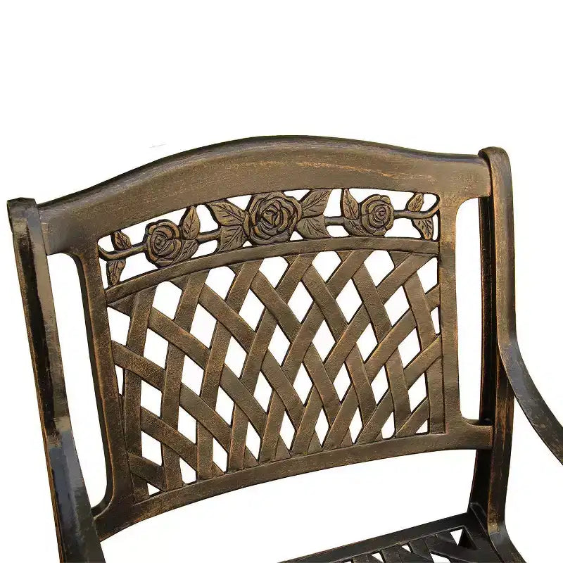 Set da Pranzo da Giardino 5 pezzi, Tavolo Rotondo in Alluminio con Rete Tradizionale da 48", Finitura Bronzo Resistente ai Raggi UV - Oakland Living: Posti a Sedere da Esterno per Quattro