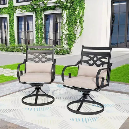 Set da pranzo da esterno 5 pezzi: sedie girevoli, tavolo rotondo, foro per ombrellone - Captiva Designs