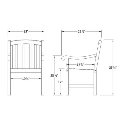 Ensemble repas d'extérieur 5 pièces en bois de teck Sonoma Lane Gresham - Résistant aux intempéries