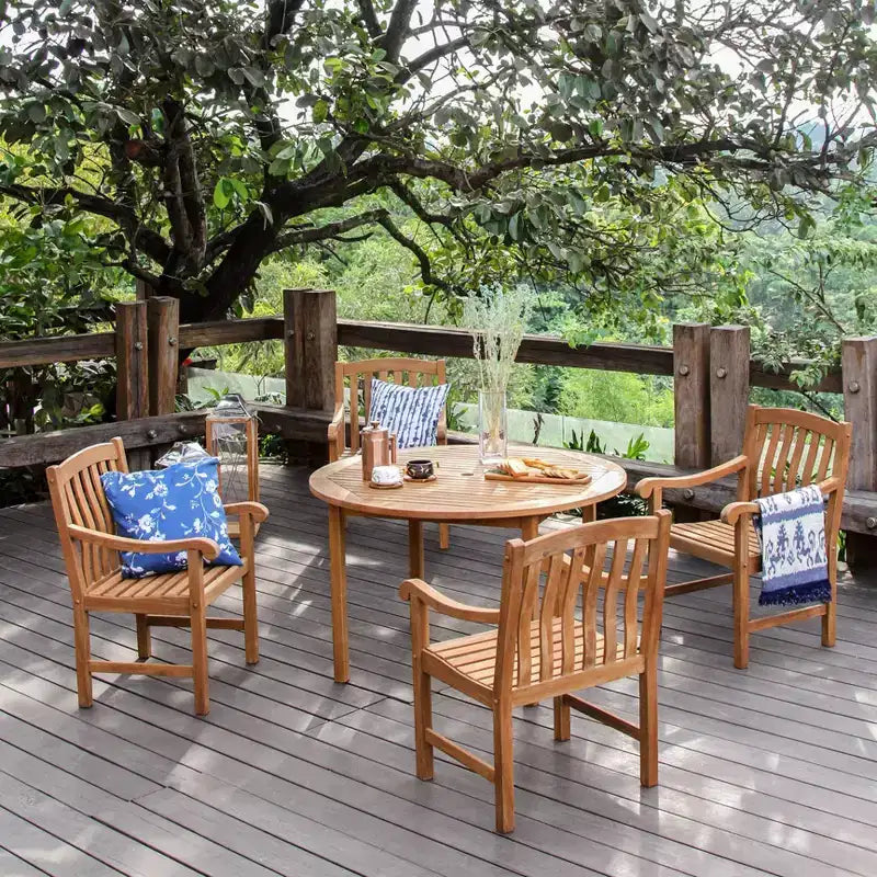 Ensemble repas d'extérieur 5 pièces en bois de teck Sonoma Lane Gresham - Résistant aux intempéries