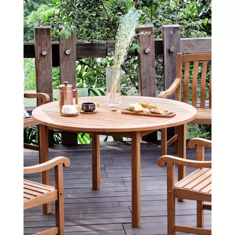 Ensemble repas d'extérieur 5 pièces en bois de teck Sonoma Lane Gresham - Résistant aux intempéries