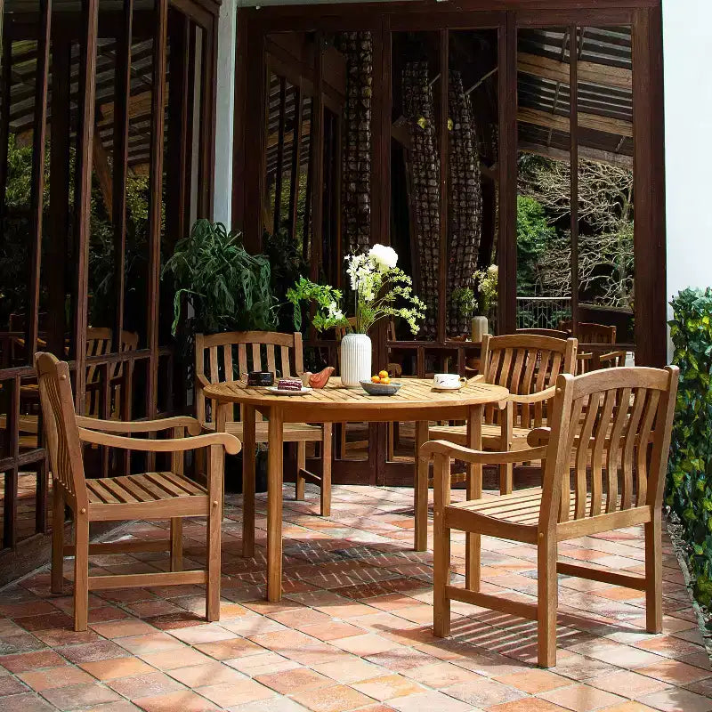 Ensemble repas d'extérieur 5 pièces en bois de teck Sonoma Lane Gresham - Résistant aux intempéries
