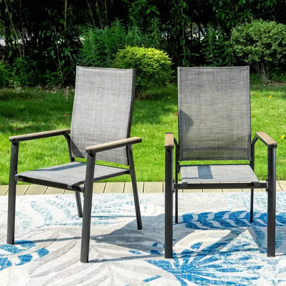 Set da pranzo da esterni da 5 pezzi con sedie a fionda e tavolo quadrato in alluminio verniciato a polvere - Captiva Designs: Set da patio resistente alle intemperie