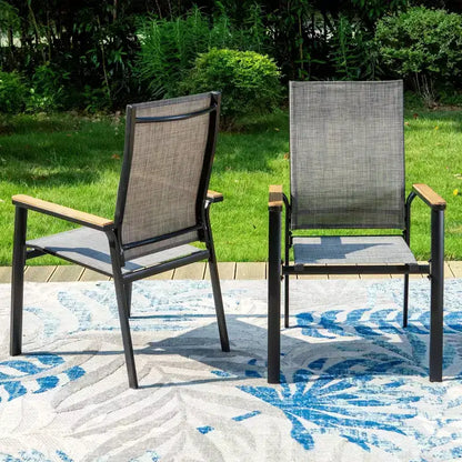 Set da pranzo da esterni da 5 pezzi con sedie a fionda e tavolo quadrato in alluminio verniciato a polvere - Captiva Designs: Set da patio resistente alle intemperie