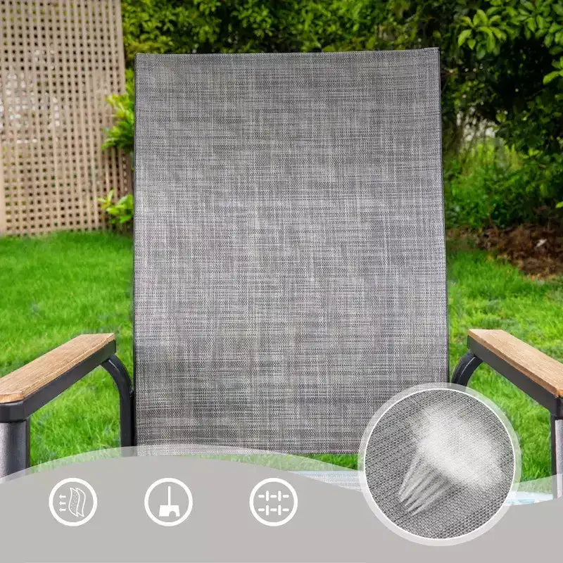 Set da pranzo da esterni da 5 pezzi con sedie a fionda e tavolo quadrato in alluminio verniciato a polvere - Captiva Designs: Set da patio resistente alle intemperie