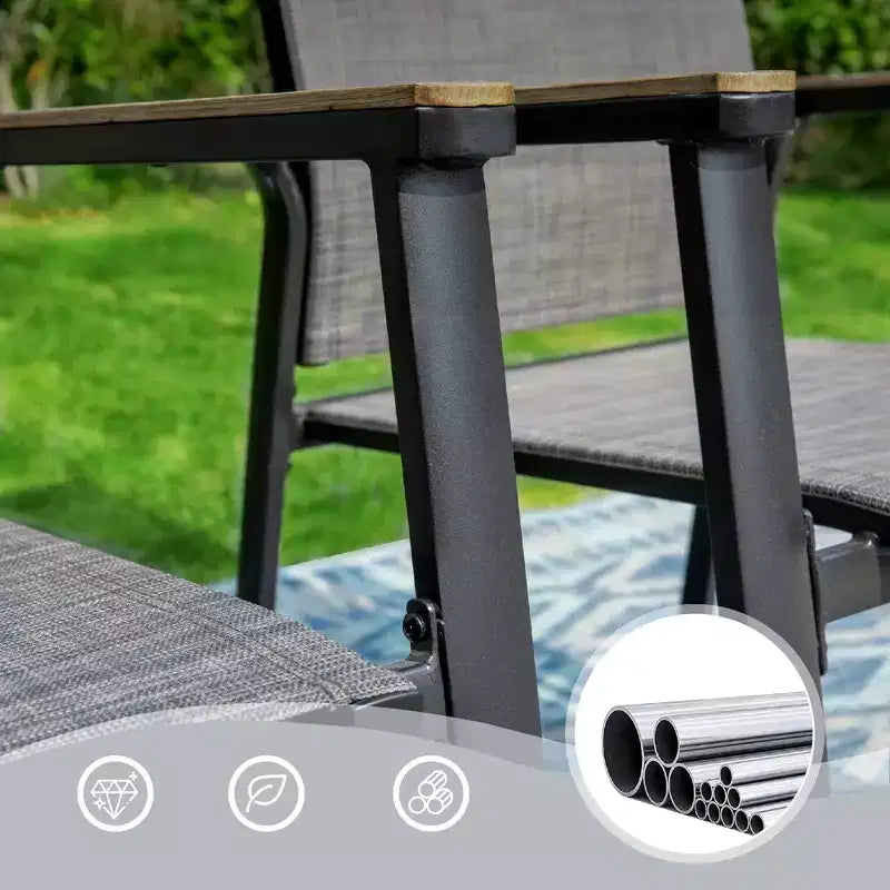 Set da pranzo da esterni da 5 pezzi con sedie a fionda e tavolo quadrato in alluminio verniciato a polvere - Captiva Designs: Set da patio resistente alle intemperie