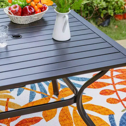 Set da pranzo da esterni da 5 pezzi con sedie a fionda e tavolo quadrato in alluminio verniciato a polvere - Captiva Designs: Set da patio resistente alle intemperie