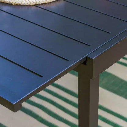 Set da pranzo per esterni 7 pezzi con sedie pieghevoli in vimini regolabili in 7 posizioni e tavolo in metallo espandibile - Captiva Designs: Senza cuscino, resistente alle intemperie