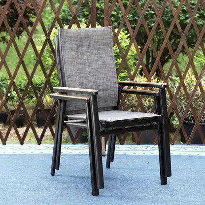 Ensemble de patio 5 pièces avec table en acier avec trou pour parasol de 2 po et chaises à élingue à cadre en aluminium - Captiva Designs