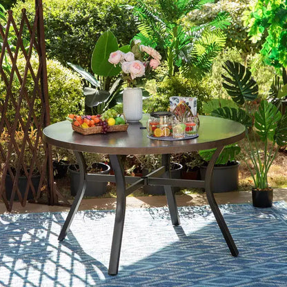 Ensemble de patio 5 pièces avec table en acier avec trou pour parasol de 2 po et chaises à élingue à cadre en aluminium - Captiva Designs