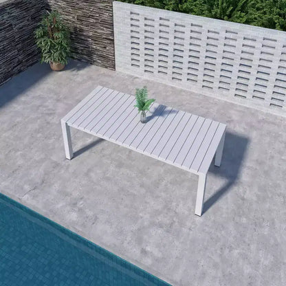 Ensemble de salle à manger rectangulaire Amazonia Leblon 9 pièces en aluminium blanc pour patio