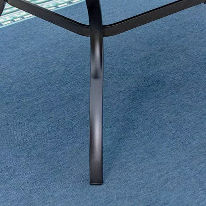 Set da pranzo per esterni da 7 pezzi con tavolo con piano a doghe in metallo con foro per ombrellone da 1,57" e sedie in alluminio - Captiva Designs: Set da patio resistente alle intemperie