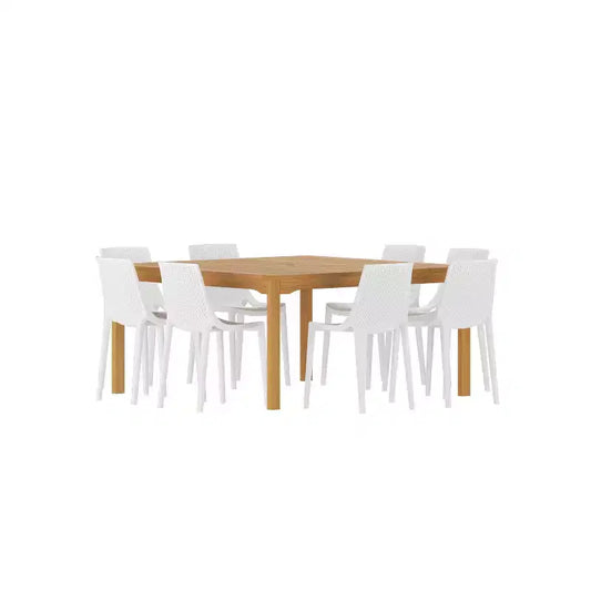 Amazonia Ipanema 9pc Square Outdoor Patio Dining Set White