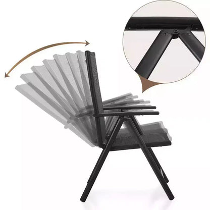 Set da pranzo per patio 5 pezzi con tavolo rotondo e sedie pieghevoli - Captiva Designs: alluminio resistente alle intemperie