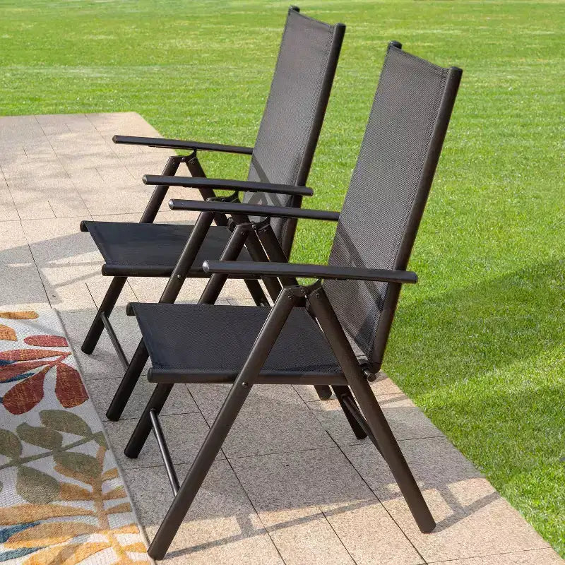 Set da pranzo per patio 5 pezzi con tavolo rotondo e sedie pieghevoli - Captiva Designs: alluminio resistente alle intemperie