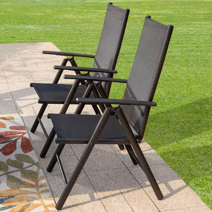Set da pranzo per patio 5 pezzi con tavolo rotondo e sedie pieghevoli - Captiva Designs: alluminio resistente alle intemperie