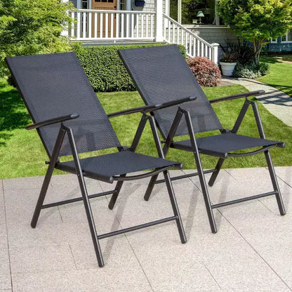 Set da pranzo per patio 5 pezzi con tavolo rotondo e sedie pieghevoli - Captiva Designs: alluminio resistente alle intemperie