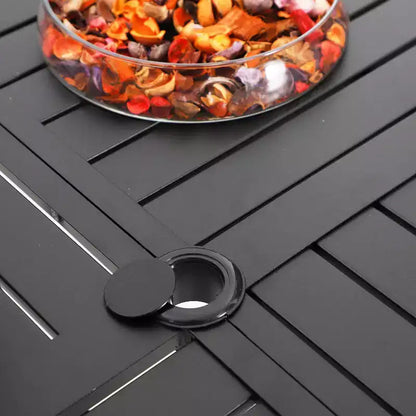 Set da pranzo per patio 5 pezzi con tavolo rotondo e sedie pieghevoli - Captiva Designs: alluminio resistente alle intemperie