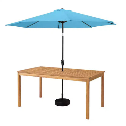 Ensemble de salle à manger d'extérieur 8 pièces Alaterre Furniture, table Okemo avec parasol inclinable automatique 3 m bleu
