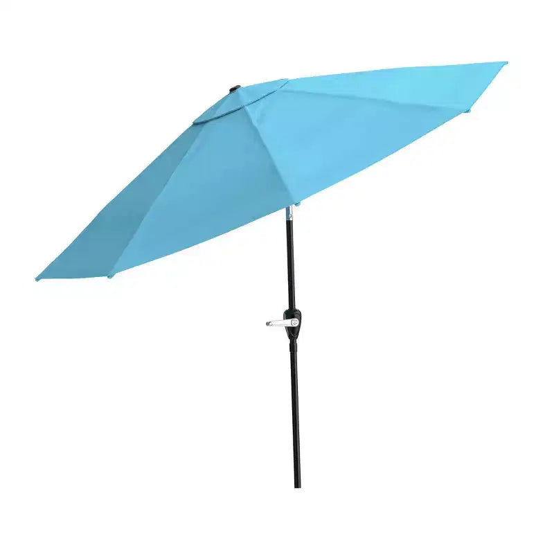 Ensemble de salle à manger d'extérieur 8 pièces Alaterre Furniture, table Okemo avec parasol inclinable automatique 3 m bleu