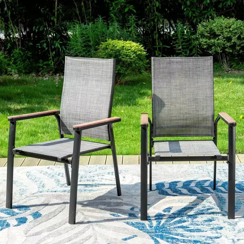 Ensemble repas de patio 3 pièces avec petite table carrée avec trou pour parasol et chaises légères en toile – Captiva Designs : Mobilier d'extérieur pour balcon