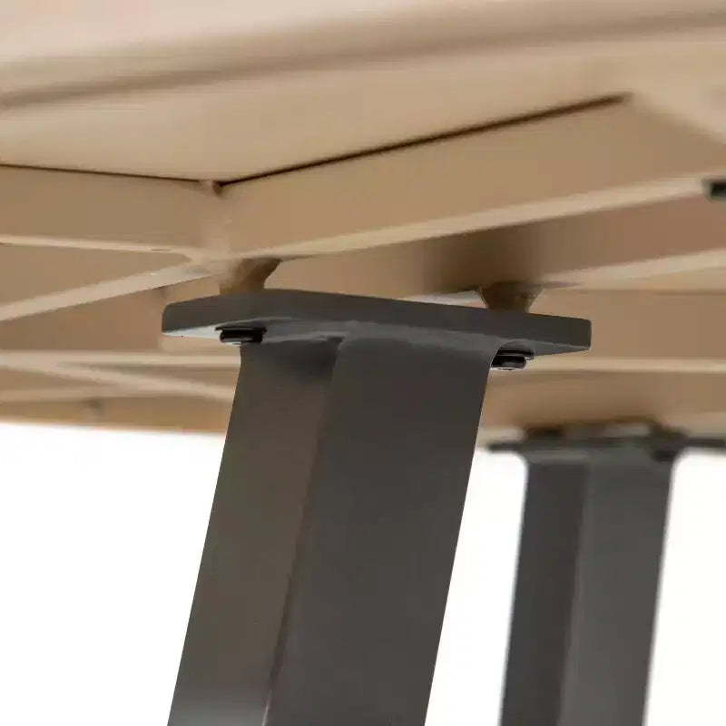Greemotion Set da Pranzo Trasformabile 3-in-1 da Esterno Lyon 5 Pezzi con Poltrone Marrone: Tavolo Moderno in Alluminio e Teak, Resistente ai Raggi UV