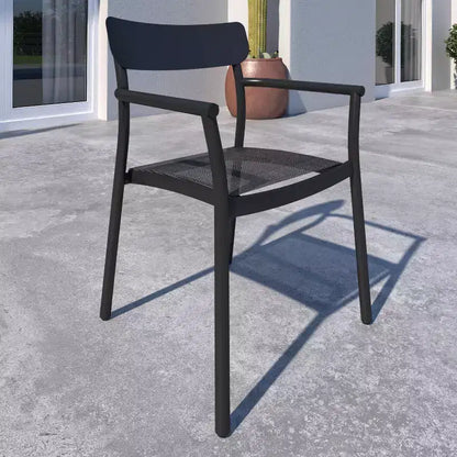 Amazonia Axe Ensemble de salle à manger rectangulaire 7 pièces en aluminium pour terrasse, noir