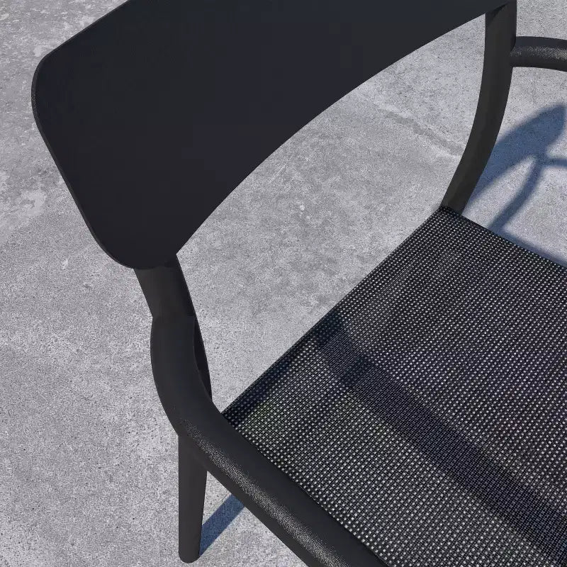 Amazonia Axe Ensemble de salle à manger rectangulaire 7 pièces en aluminium pour terrasse, noir