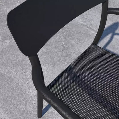 Amazonia Axe Ensemble de salle à manger rectangulaire 7 pièces en aluminium pour terrasse, noir