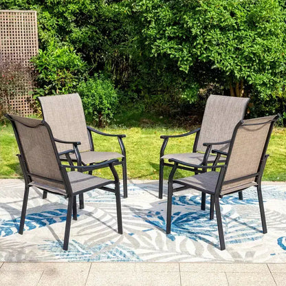 Ensemble de salle à manger d'extérieur 9 pièces avec table extensible en acier et chaises rembourrées - Captiva Designs : Mobilier d'extérieur résistant aux intempéries