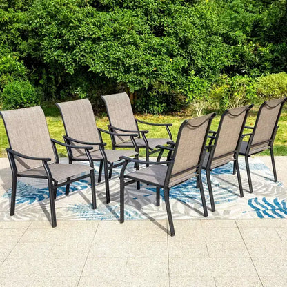 Ensemble de salle à manger d'extérieur 9 pièces avec table extensible en acier et chaises rembourrées - Captiva Designs : Mobilier d'extérieur résistant aux intempéries