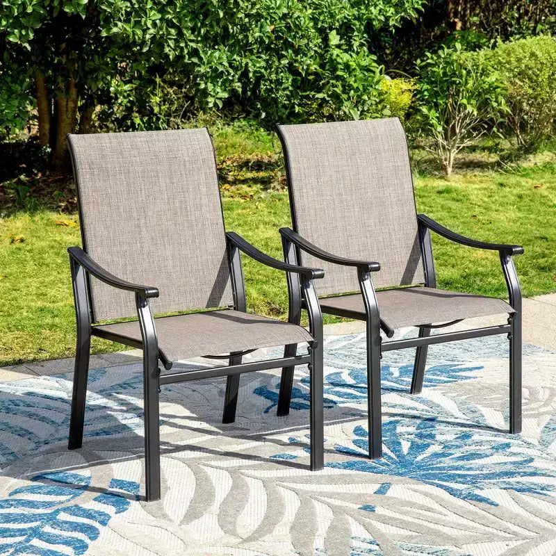 Ensemble de salle à manger d'extérieur 9 pièces avec table extensible en acier et chaises rembourrées - Captiva Designs : Mobilier d'extérieur résistant aux intempéries