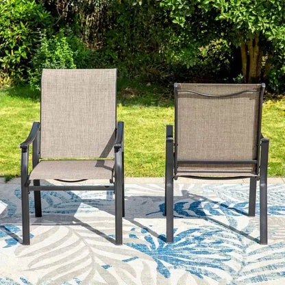 Ensemble de salle à manger d'extérieur 9 pièces avec table extensible en acier et chaises rembourrées - Captiva Designs : Mobilier d'extérieur résistant aux intempéries