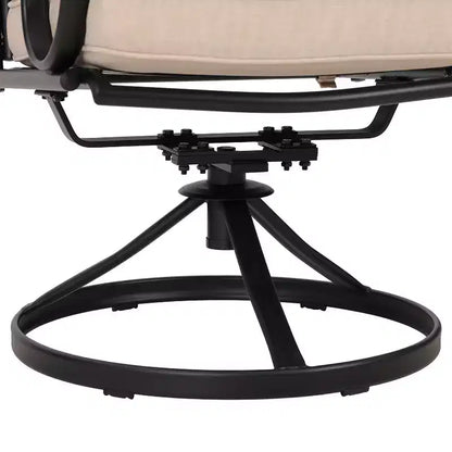 Ensemble de salle à manger extérieur 5 pièces avec chaises pivotantes, coussins d'assise et de dossier et table carrée en métal avec trou pour parasol - Captiva Designs