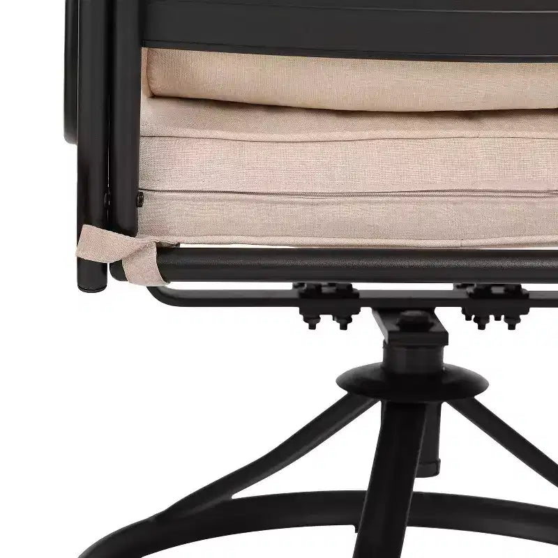 Ensemble de salle à manger extérieur 5 pièces avec chaises pivotantes, coussins d'assise et de dossier et table carrée en métal avec trou pour parasol - Captiva Designs