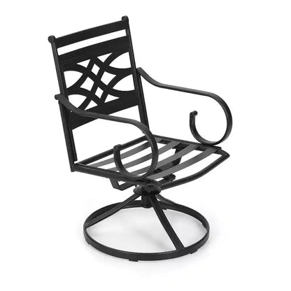 Ensemble de salle à manger extérieur 5 pièces avec chaises pivotantes, coussins d'assise et de dossier et table carrée en métal avec trou pour parasol - Captiva Designs