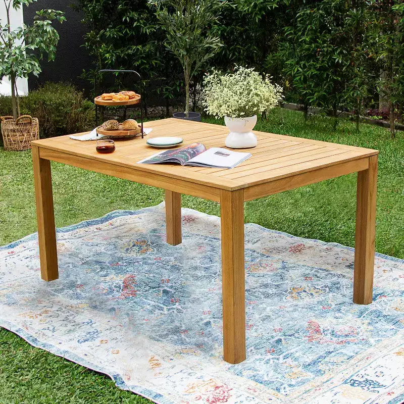 Sonoma Lane Ensemble repas de jardin 4 pièces Eola en teck marron - Résistant aux intempéries