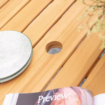 Sonoma Lane Ensemble repas de jardin 4 pièces Eola en teck marron - Résistant aux intempéries