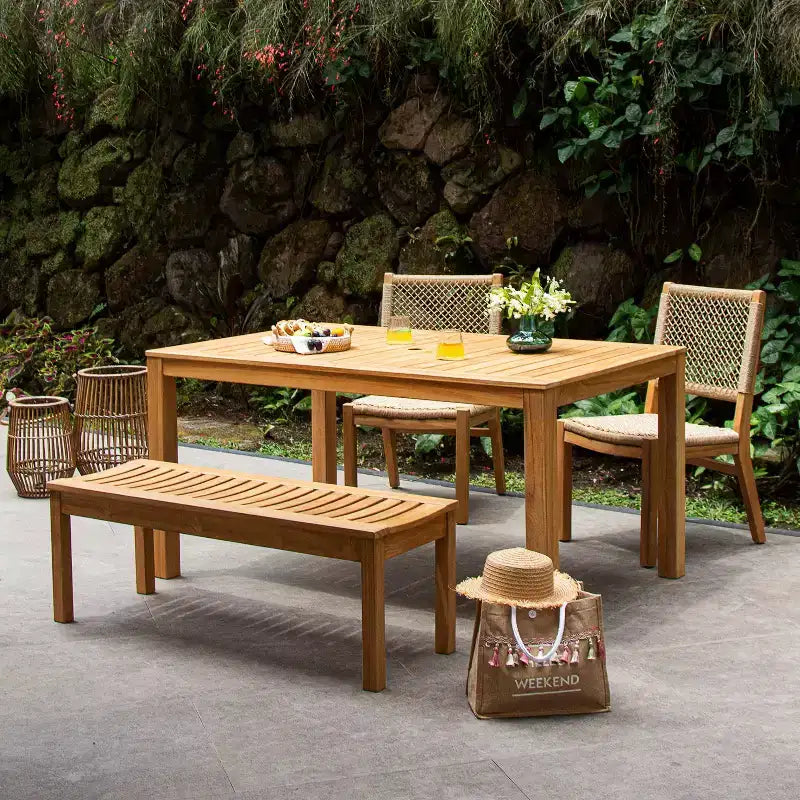 Sonoma Lane Ensemble repas de jardin 4 pièces Eola en teck marron - Résistant aux intempéries