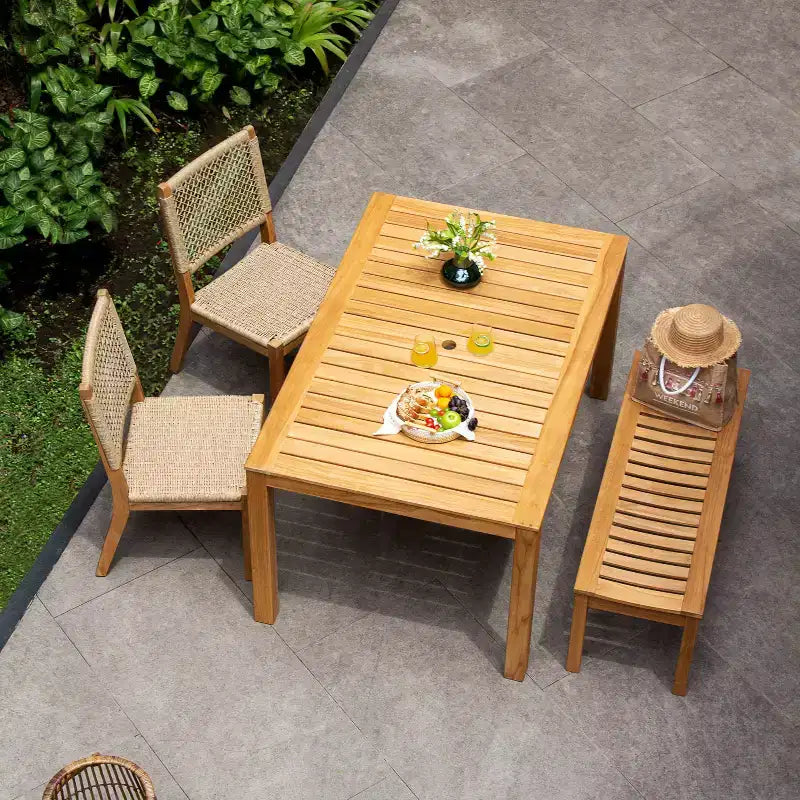 Sonoma Lane Ensemble repas de jardin 4 pièces Eola en teck marron - Résistant aux intempéries