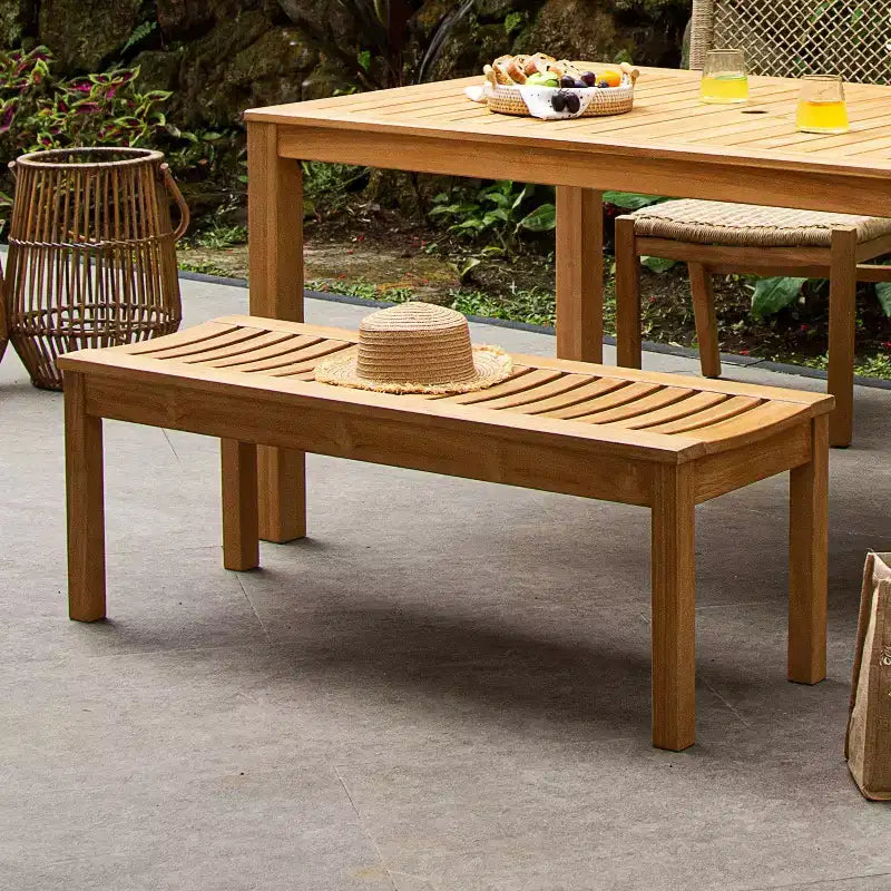 Sonoma Lane Ensemble repas de jardin 4 pièces Eola en teck marron - Résistant aux intempéries