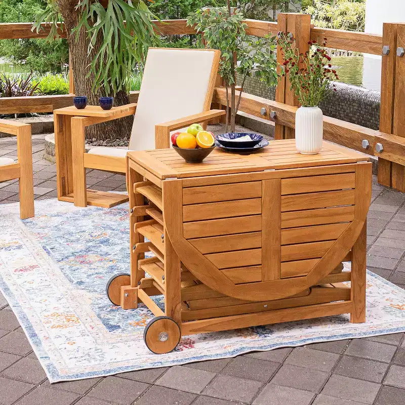 Ensemble de salle à manger d'extérieur pliant 7 pièces en teck Sonoma Lane Belton avec coussins Sunbrella Cast Shale – Meubles de patio résistants aux intempéries