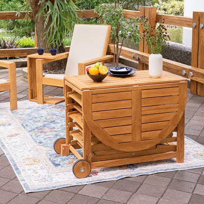Ensemble de salle à manger d'extérieur pliant 7 pièces en teck Sonoma Lane Belton avec coussins Sunbrella Cast Shale – Meubles de patio résistants aux intempéries