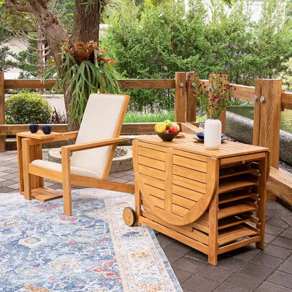 Ensemble de salle à manger d'extérieur pliant 7 pièces en teck Sonoma Lane Belton avec coussins Sunbrella Cast Shale – Meubles de patio résistants aux intempéries