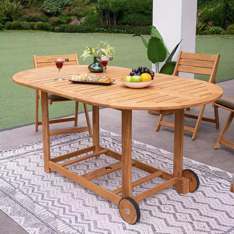 Ensemble de salle à manger d'extérieur pliant 7 pièces en teck Sonoma Lane Belton avec coussins Sunbrella Cast Shale – Meubles de patio résistants aux intempéries