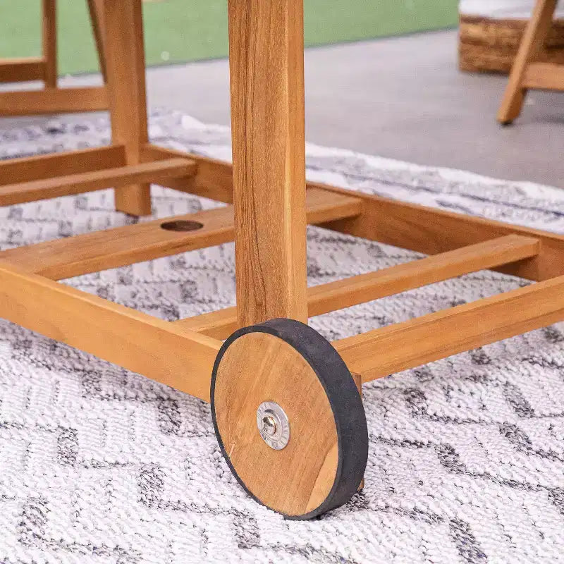 Ensemble de salle à manger d'extérieur pliant 7 pièces en teck Sonoma Lane Belton avec coussins Sunbrella Cast Shale – Meubles de patio résistants aux intempéries
