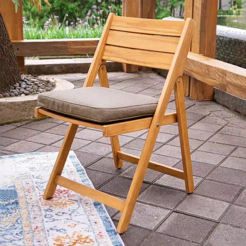 Ensemble de salle à manger d'extérieur pliant 7 pièces en teck Sonoma Lane Belton avec coussins Sunbrella Cast Shale – Meubles de patio résistants aux intempéries
