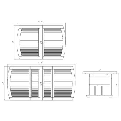 Ensemble de salle à manger d'extérieur en teck Sonoma Lane Amherst 6 pièces avec coussins beiges – Résistant aux intempéries, 2 trous pour parasol