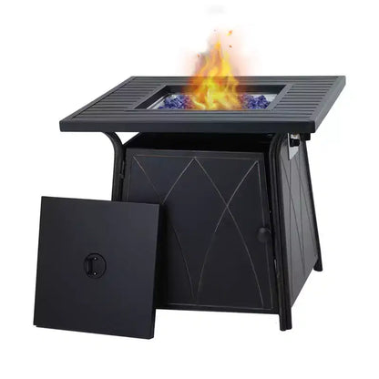 Set da pranzo da 5 pezzi per patio con tavolo quadrato da 28" con braciere a gas e sedie girevoli con braccioli - Captiva Designs: Posti a sedere per esterni, resistenti alla ruggine